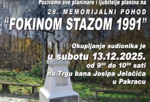 NAJAVA 29. memorijalni pohod „Fokinom stazom 1991.“ bit će održan 13. prosinca