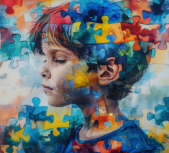 autism day with colorful portrait