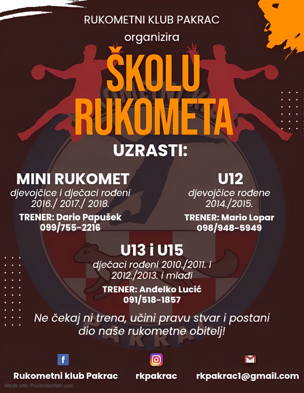 RUKOMETNI KLUB PAKRAC Prijave u školu rukometa